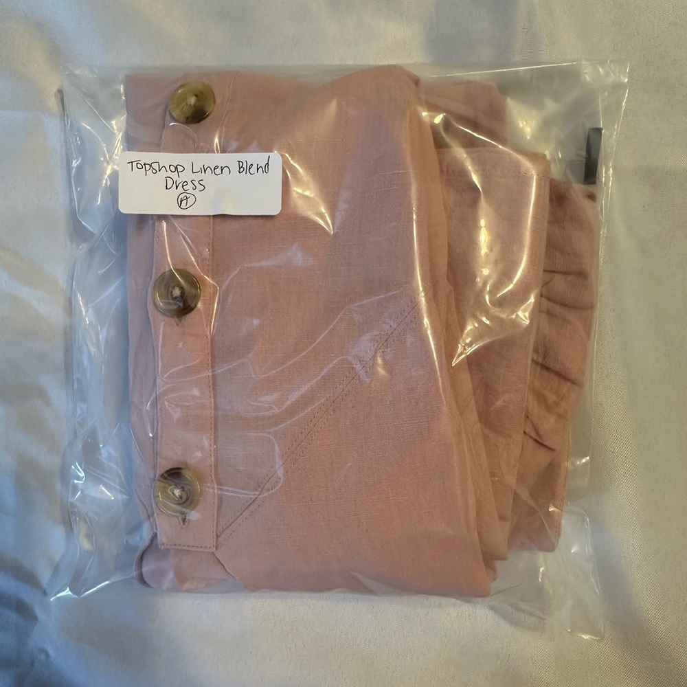 NWT TOPSHOP Blush Linen Blend Dress - SIZE 6 - Picture 9 of 9
